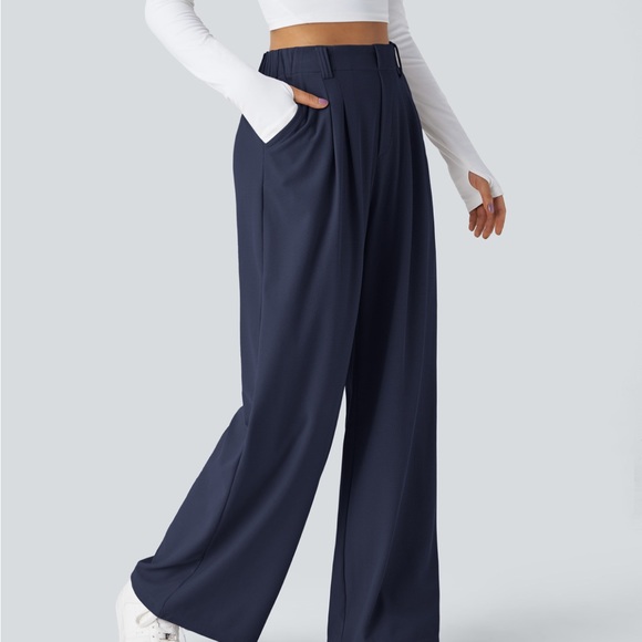 HALARA Pants - HALARA Navy Wide-Leg High-Waist Pants